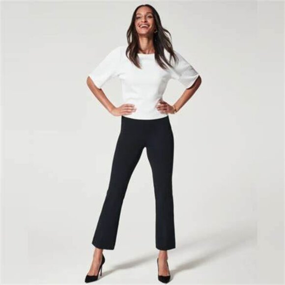 NWT Spanx Polished Kick Flare Pants Large Black - Picture 1 of 13